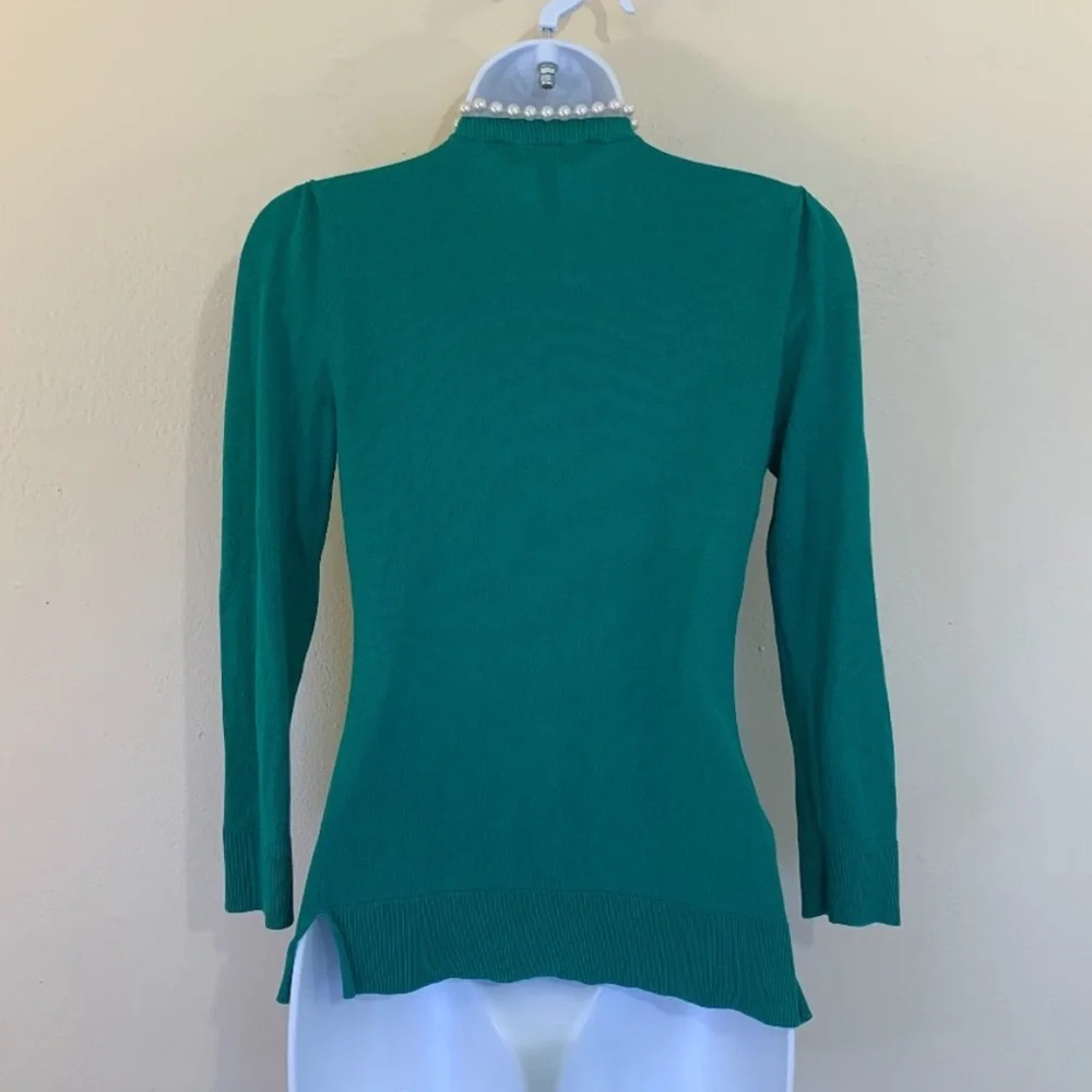 BCBG MAXAZRIA Kelly Green Button Cardigan Sweater Military Pocket S Silk Y2K